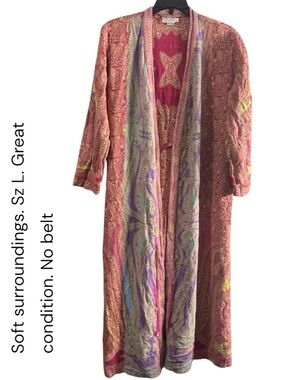 Soft Surroundings Multicolor Paisley Long Robe in Pink